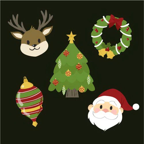 圣诞节元素252套(圣诞老人圣诞树图标LOGO插画材AI矢量ai格式+psd分层图素材)(090)